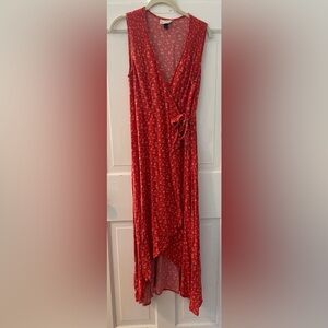 Red Floral Wrap Maxi Sundress